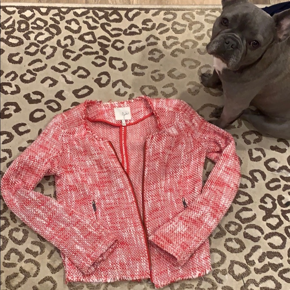 Joie zip detail tweed blazer